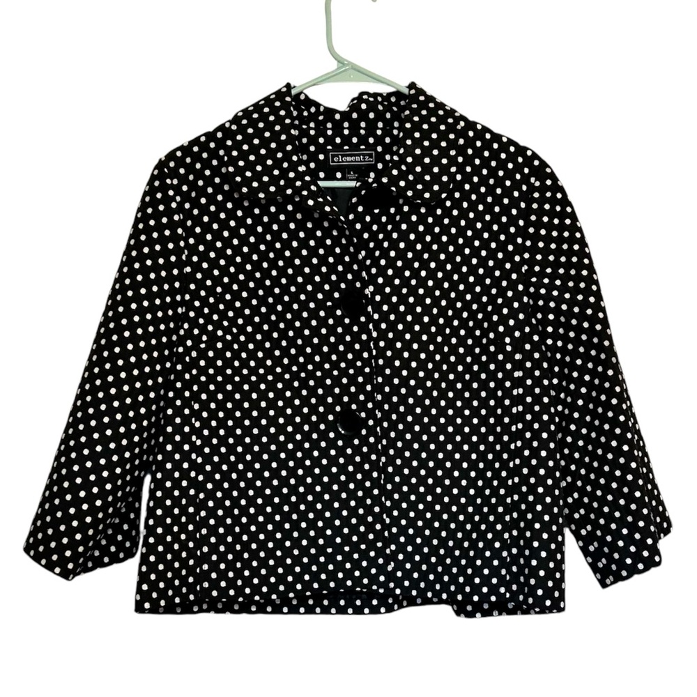ELEMENTZ Women’s Jacket, Black with White Polka Dots, Size L